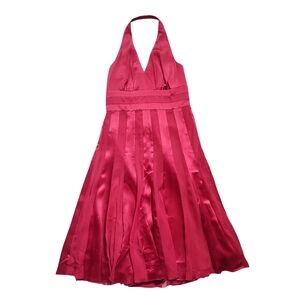 NWT Calvin Klein Red Silk Halter Neck Cocktail Prom Dress Size 6